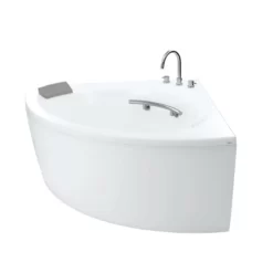 Bồn tắm yếm TOTO PPY1353-3HPE#P TVBF412 DB505R-2B ngọc trai 1m35 tay vịn đặt góc gồm bộ xả thải
