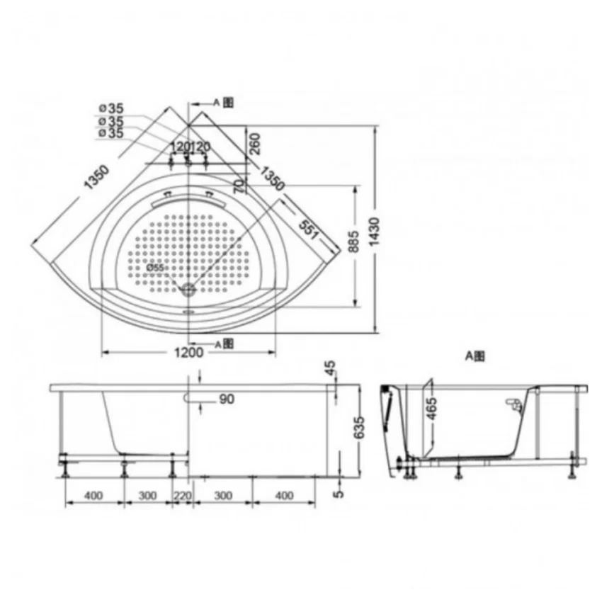 Bồn tắm yếm TOTO PPY1353-3HPE#P TVBF412 DB505R-2B ngọc trai 1m35 tay vịn đặt góc gồm bộ xả thải 7 Bồn tắm yếm TOTO PPY1353-3HPE#P TVBF412 DB505R-2B ngọc trai 1m35 tay vịn đặt góc gồm bộ xả thải