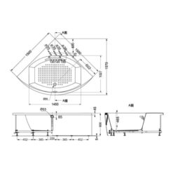 Bồn tắm yếm TOTO PPY1543-4HPE#P ngọc trai 1m5 tay vịn đặt góc