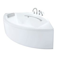 Bồn tắm yếm TOTO PPY1543-4HPE#P TVBF412 DB505R-2B ngọc trai 1m5 tay vịn đặt góc gồm bộ xả thải