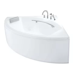 Bồn tắm yếm TOTO PPY1543-4HPE#P TVBF412 DB505R-2B ngọc trai 1m5 tay vịn đặt góc gồm bộ xả thải