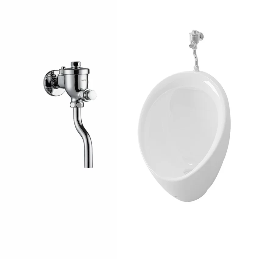 Bồn tiểu nam TOTO U104W/F DU601SRR treo tường kèm van xả nhấn 5 Bồn tiểu nam TOTO U104W/F DU601SRR treo tường kèm van xả nhấn