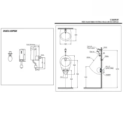 Bồn tiểu nam TOTO U104W/F DUE110PSK treo tường kèm van cảm ứng
