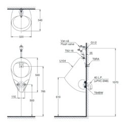 Bồn tiểu nam TOTO U104W/F treo tường