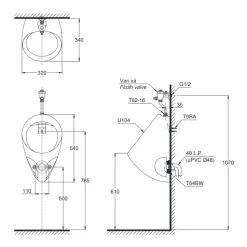 Bồn tiểu nam TOTO U104W/F treo tường