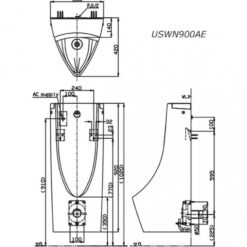 Bồn tiểu nam TOTO USWN900AE HHF90603 treo tường kèm van cảm ứng