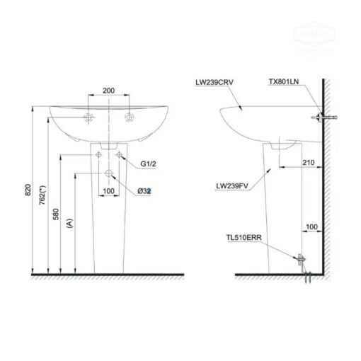 Chân chậu lavabo dài TOTO L239FR