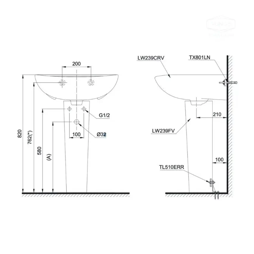 Thiết kế trang nhã của chân chậu lavabo dài TOTO L239FR - SKU L239FR Thiết kế trang nhã của chân chậu lavabo dài TOTO L239FR
