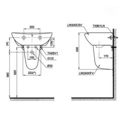 Chân chậu lavabo lửng TOTO L240HF