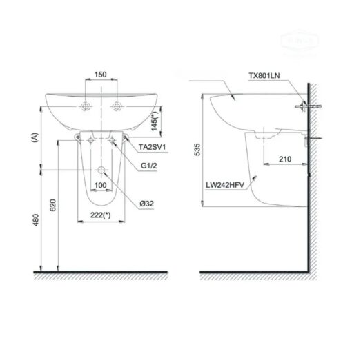 Chân chậu lavabo lửng TOTO L242HF