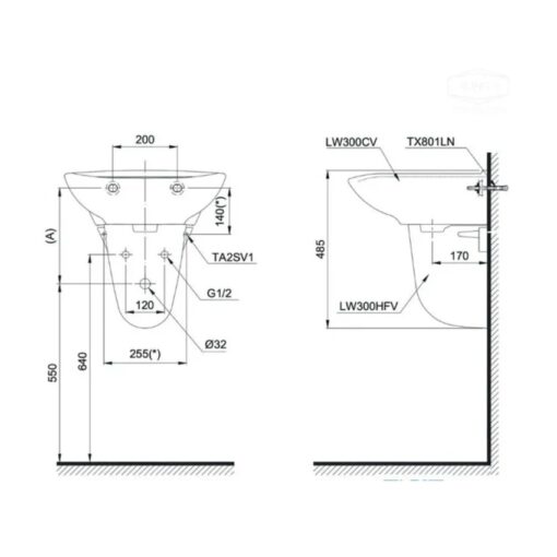 Chân chậu lavabo lửng TOTO L300HF