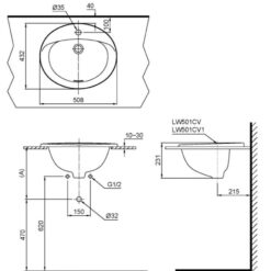 Chậu lavabo dương vành TOTO L501C