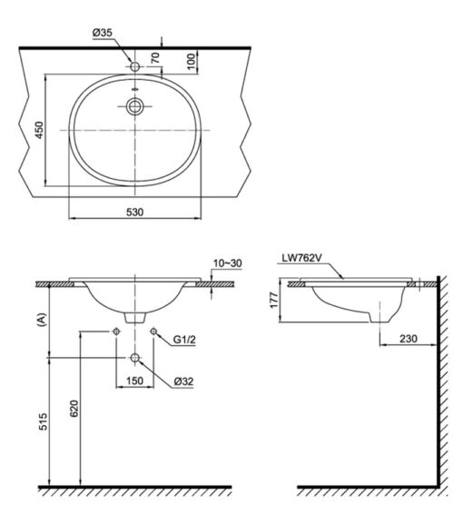 Chậu lavabo dương vành TOTO L762