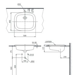 Chậu lavabo dương vành TOTO L763 (LT763)