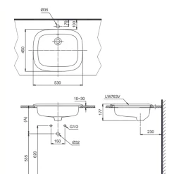 Chậu lavabo dương vành TOTO L763 (LT763) 13 Chậu lavabo dương vành TOTO L763 (LT763)