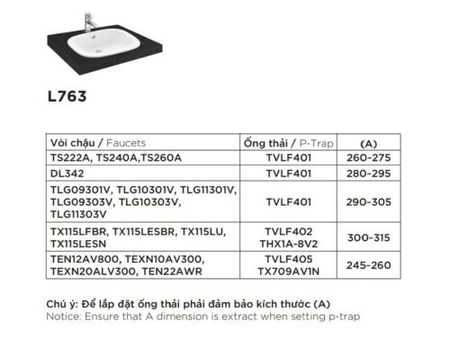 Chậu lavabo dương vành TOTO L763 (LT763)