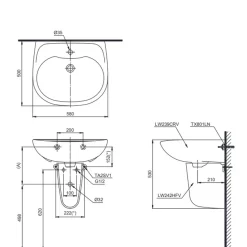 Chậu lavabo treo tường TOTO LHT239CR chân lửng