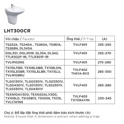 Chậu lavabo treo tường TOTO LHT300CR chân lửng 19 Chậu lavabo treo tường TOTO LHT300CR chân lửng