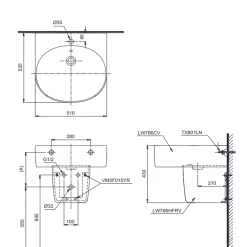 Chậu lavabo treo tường TOTO LHT766CR chân lửng