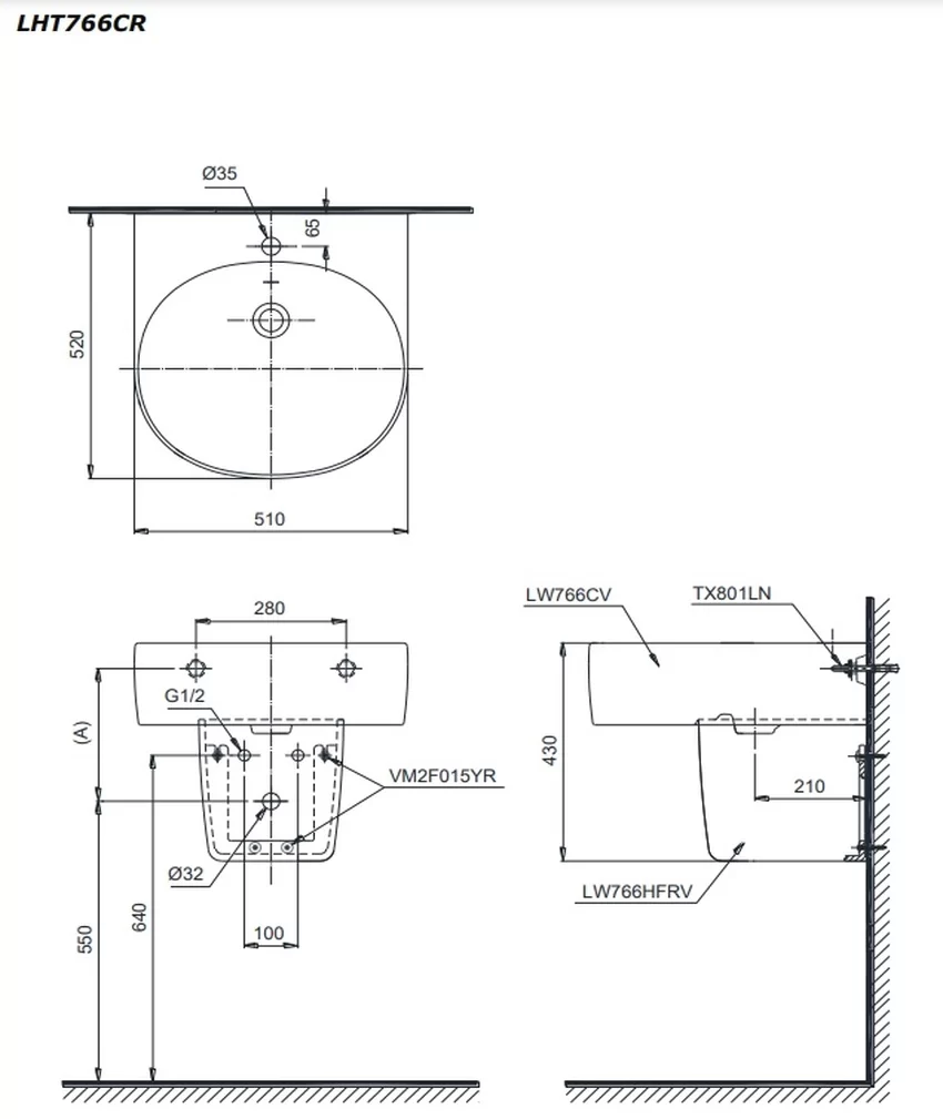 Chậu lavabo treo tường TOTO LHT766CR chân lửng 7 Chậu lavabo treo tường TOTO LHT766CR ứng dụng thực tế - LHT766CR
