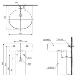 Chậu lavabo treo tường TOTO LPT766C chân dài