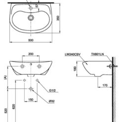 Chậu lavabo treo tường TOTO LT240CS