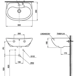 Chậu lavabo treo tường TOTO LT240CS