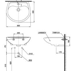 Chậu lavabo treo tường TOTO LT300C