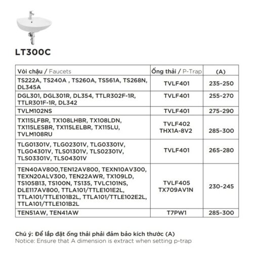 Chậu lavabo treo tường TOTO LT300C