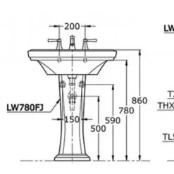 Chậu lavabo treo tường TOTO LW780J LW780FJ TX801LN TL510ERR chân dài cổ điển