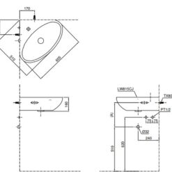 Chậu lavabo treo tường TOTO LW815CJW/F đặt góc