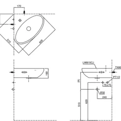 Chậu lavabo treo tường TOTO LW815CJW/F đặt góc
