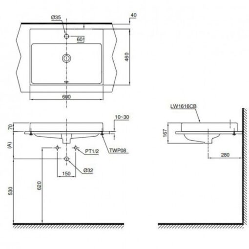 Chậu rửa lavabo đặt bàn TOTO L1616C