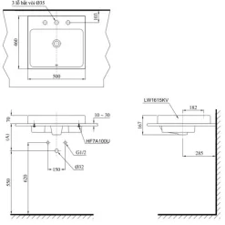 Chậu rửa lavabo đặt bàn TOTO LT1615K 3 lỗ