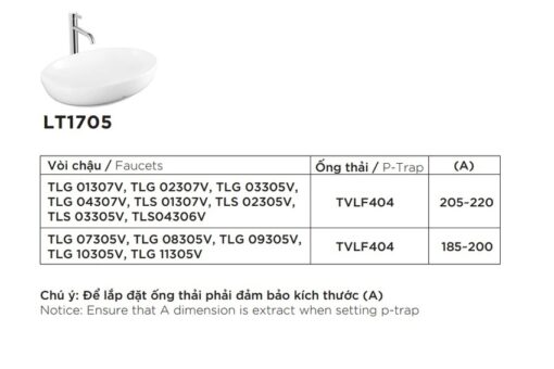 Chậu rửa lavabo đặt bàn TOTO LT1705