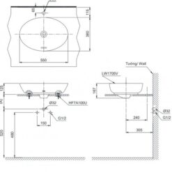 Chậu rửa lavabo đặt bàn TOTO LT1705