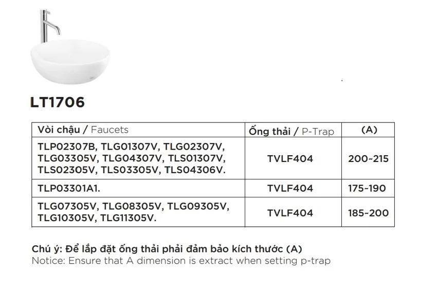 Chậu rửa lavabo đặt bàn TOTO LT1706 9 Chậu rửa lavabo đặt bàn TOTO LT1706
