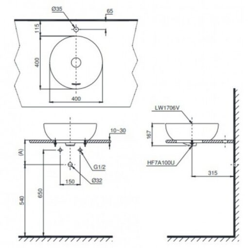 Chậu rửa lavabo đặt bàn TOTO LT1706