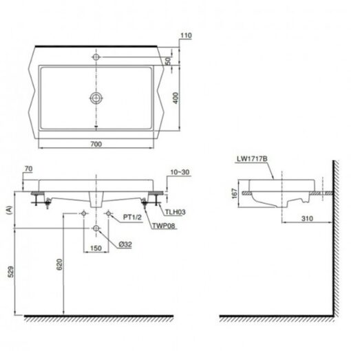 Chậu rửa lavabo đặt bàn TOTO LT1717