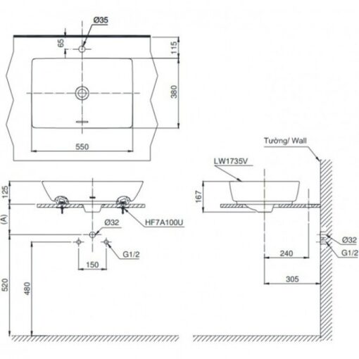 Chậu rửa lavabo đặt bàn TOTO LT1735