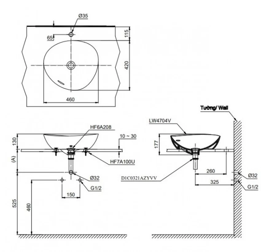 Chậu rửa lavabo đặt bàn TOTO LT4704G19 Linear Ceram (bộ thoát thải VM5D419V) 5 Chậu rửa lavabo đặt bàn TOTO LT4704G19 Linear Ceram (bộ thoát thải VM5D419V)