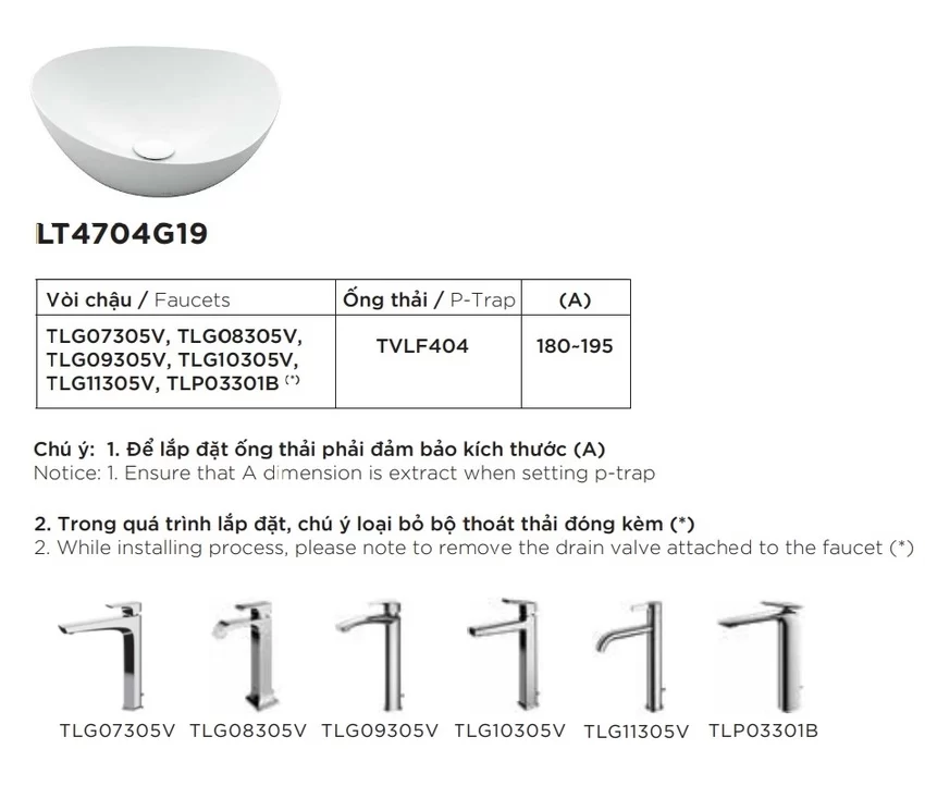 Chậu rửa lavabo đặt bàn TOTO LT4704G19 Linear Ceram (bộ thoát thải VM5D419V) 6 Chậu rửa lavabo đặt bàn TOTO LT4704G19 Linear Ceram (bộ thoát thải VM5D419V)