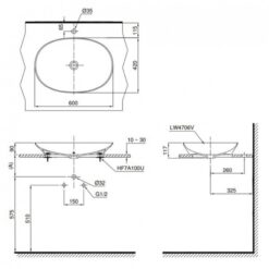 Chậu rửa lavabo đặt bàn TOTO LT4706 (Linear Ceram siêu mỏng 4mm)