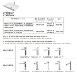Chậu rửa lavabo đặt bàn TOTO LT4715G17 Linear Ceram (bộ thoát thải VM5D417V)
