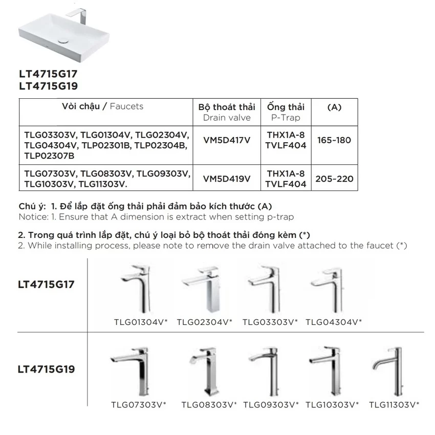 Chậu rửa lavabo đặt bàn TOTO LT4715G17 Linear Ceram (bộ thoát thải VM5D417V) 35 Chậu Rửa Lavabo Đặt Bàn TOTO LT4715G17 Kèm Bộ Thoát Thải VM5D417V