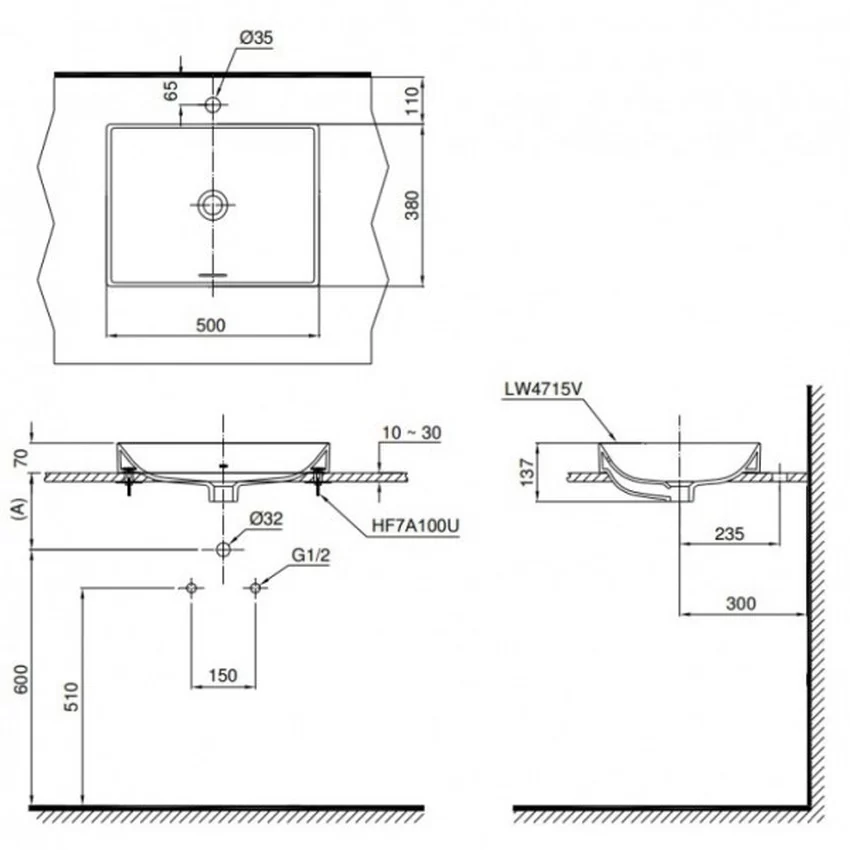 Chậu rửa lavabo đặt bàn TOTO LT4715G17 Linear Ceram (bộ thoát thải VM5D417V) 13 Chậu rửa lavabo đặt bàn TOTO LT4715G17 Linear Ceram (bộ thoát thải VM5D417V)