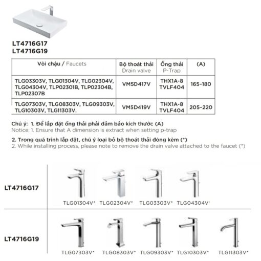Chậu rửa lavabo đặt bàn TOTO LT4716G17 Linear Ceram siêu mỏng (bộ thoát thải VM5D417V)