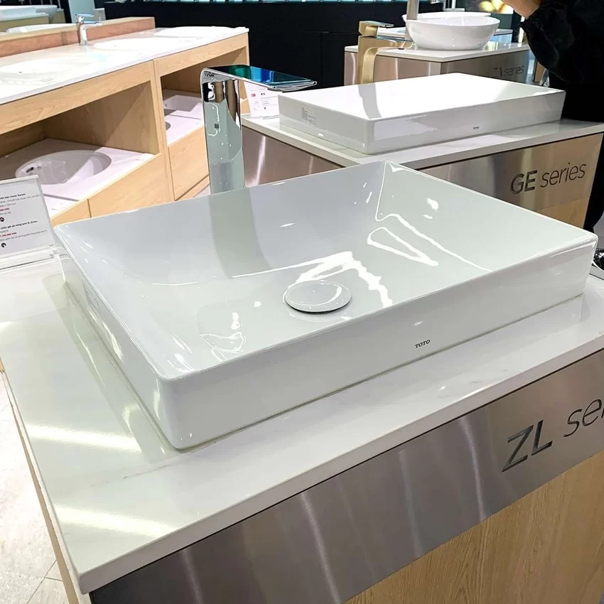 Chậu rửa lavabo đặt bàn TOTO LT4716G17 Linear Ceram siêu mỏng (bộ thoát thải VM5D417V) 12 Chậu rửa lavabo đặt bàn TOTO LT4716G17 Linear Ceram siêu mỏng (bộ thoát thải VM5D417V)