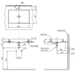 Chậu rửa lavabo đặt bàn TOTO LT4716G19 Linear Ceram (bộ thoát thải VM5D419V)