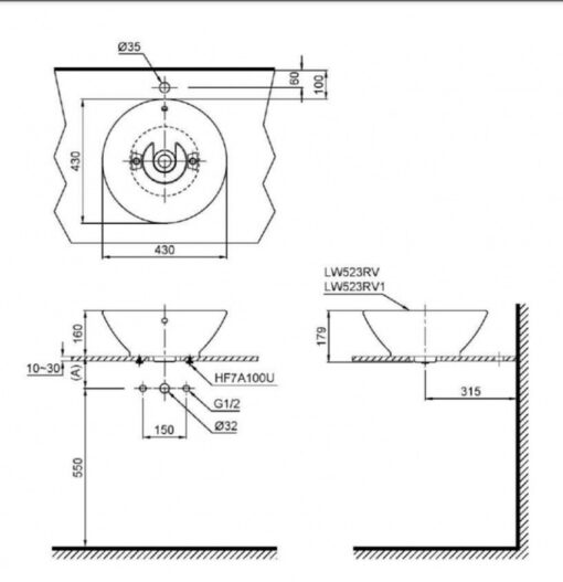 Chậu rửa lavabo đặt bàn TOTO LT523S